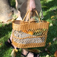 Outdoor Picnic Basket ins Style Influencer Supplies Full Set Props Rattan-like Woven Portable Shopping Basket Shopping Basket