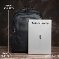 NUPUGOO Casual Men Genuine Leather Backpack Bag