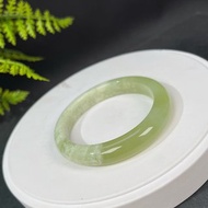 蛇紋玉手鐲 55+MM 青提奶蓋冰潤黃綠白岫玉手環 細膩圓融半山半水