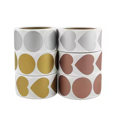 300 Pcs 1" Round Heart Scratch Off Stickers Labels Self Adhesive Labels for Lottery Tickets DIY, Raf