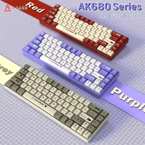 AJAZZ AK680 65% Wired Gaming Mechanical Keyboard Hot Swap Mini Keyboard Custom Keycap Gasket for Pc 