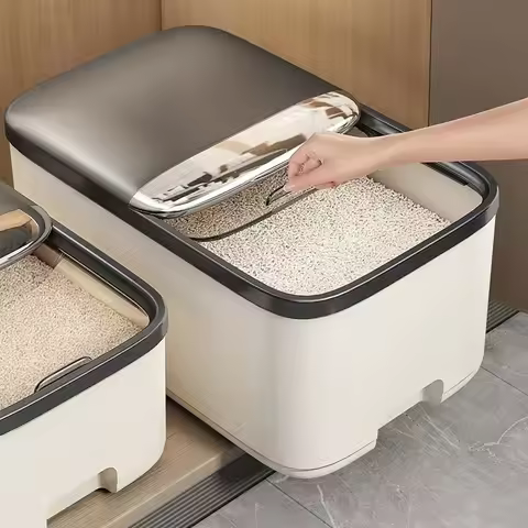 Rice Storage Box with Lid, Home Rice Box, Can Store Grains, Suitable for Kitchen, Household, Restaur