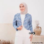 BLAZER CROP TOP MOTIF BATIK KOREAN STYLE // LENGAN PANJANG // BLAZER OOTD WANITA // BLAZER BATIK PEK