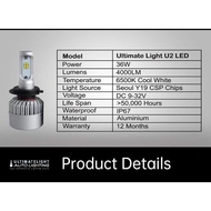 Ultimate Light U2 LED CSP Chips h4 h11 h7 9005 9006 9012 (2pcs)
