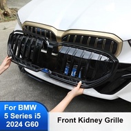 Car Front Kidney Grille ABS Black Front Bumper Racing Grill For BMW 5 Series 2024 G60 Exterior Modif