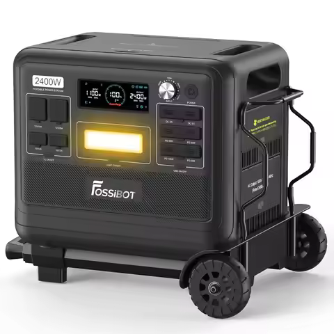 Portable Power Station With Hand Truck,Solar Generator with 2400W 6 X AC (4800W Peak), 2048Wh /110V/
