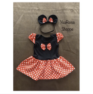 Mouse Costume Disney Mickey Minnie Dress Polka Dots Cartoon Halloween Fancy Dress Headband