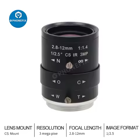 Industrial Camera 2.8-12mm CCTV Lens F1.4 3MP Varifocal CS Mount Lens for Machine Vision Imaging Liv