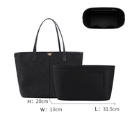 For Tory Burch T MONOGRAM Black Gold Series Zipper Tote Bag In Bag Organizer Women Travel Makeup Inner Handbag Plush Suede Travel Insert Bag Storage Liner Bags
