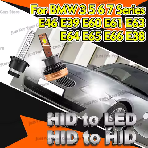 2x Car Headlights D2S 6000K Xenon HID/LED For BMW 3 Series E46 1999-2006 For BMW 5 6 7 Series E39 E6