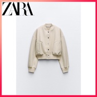 Zara ใหม่ เสื้อแจ็กเก็ตบอมเบอร์ ตัวสั้น นิ่ม สําหรับผู้หญิง
