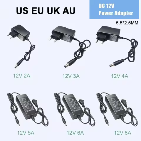 12V 4A 5A 3A 6A 1A 8A Regulated Power Supply Eu Us Uk Au Plug Transformer 220V To 12V Power Adapter 