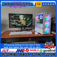 Satu Set PC Gaming Editing Intel Core i7 Ram 16GB SSD 128GB VGA 4GB Monitor 24 Inch Curved