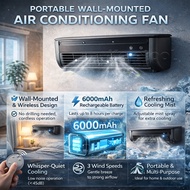 EDON Portable Ice Mist Air Cooler Fan E868 20W Strong Wind Rechargeable Wall Mount Desk Cooling Fan 