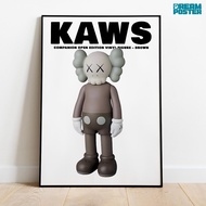 Kaws Hypebeast Aesthetic Wall Poster | Companion Open Edition Vinyl Figure - Brown | Frameblock Size 12R 30x40 cm | Wall Decor