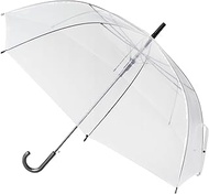 Midori Sansho #408 Transparent Vinyl Jump Umbrella, 25.6 inches (65 cm), Black Handle, Diameter when