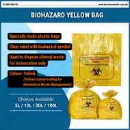 Biohazard Plastic Bags (5L/10L/30L/100L) - Yellow Biohazard Bag for Clinical Waste Bin