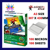 LUCKY STAR A3 Laminating Film / Laminate Film / Plastik Laminate A3 100 Micron 100 Sheets