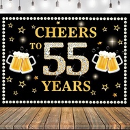 7x5ft Cheers to 55 Years Backdrop Banner Happy 55th Birthday Background Decorations for Women Men He