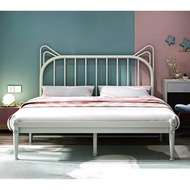 Iron Bed Double Bed Cat Ear Styling Width 1-1.8m Iron Bed Floating Bed Frame/Tatami Bed Frame/Bed Frame With Mattress/Super Single/Queen/King Size Bed Frame