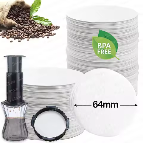 64mm Replacement Paper Filter Compatible with Aeropress Coffee Makers, Bialetti Moka Pot, Bialetti E