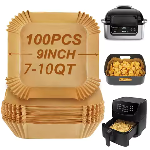 Large Air Fryer Disposable Paper Liner Square 23cm Non-stick Airfryer Parchment Baking Paper for 3-1