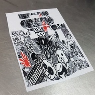 Motorcycle slim iu stickers.  Cartoon design 4.