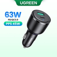 Ugreen 63W Dual Ports Fast Charging 18W 36W PD QC Car Charger for PPS Samsung 45W iPhone 14 Pro Max 