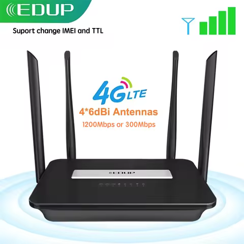 EDUP EP-9522 Router 1200Mbps 300Mbps Home Hotspot 4G WiFi Router RJ45 WAN LAN WiFi Modem 3G/4G Wirel