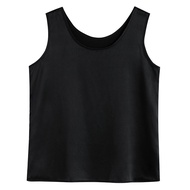 เสื้อกั๊กไหมพื้นฐานสำหรับผู้หญิง Linko เสื้อเชิ้ตแขนกุดคอคอกลมสีพื้นสวมใส่สบายสำหรับฤดูใบไม้ผลิและฤด