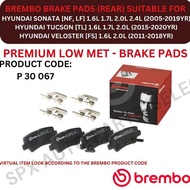 BREMBO GENUINE DISC BRAKE PAD (REAR) FOR HYUNDAI SONATA [NF, LF] '05-19YR / TUCSON [TL] '15-20YR / V