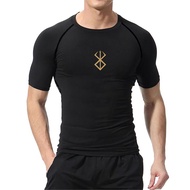 Men's Bodybuilding Short Sleeve Compression Shirt Man Breathable Compression Shirt Quick Dry Workout