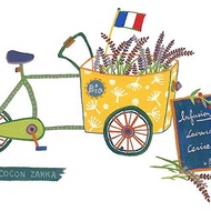 法國薰衣草單車 (手繪插畫含A4畫框)