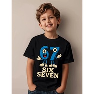 [ada stok]67 Six Seven Italian Brain Rot Math Joke T-Shirt Lucu Kasual Lengan Pendek Leher Bulat Baj