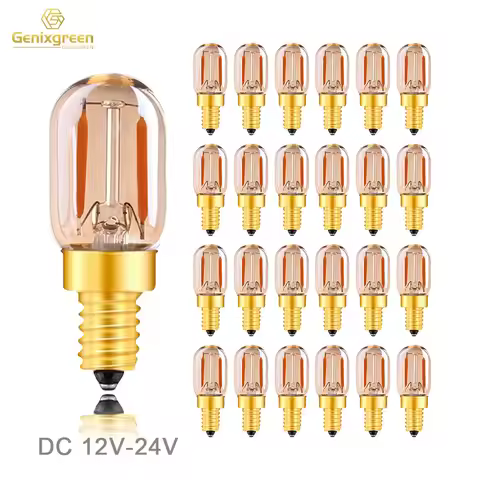 DC12V-24V Low Voltage Led Light Bulbs E12 E14 Candelabra Base Bombilla Gold Tint 1W T22 Tubular Bulb