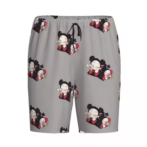 Custom Pucca And Garu Shorts Sleeping Pants Men Pajama Pants Lounge Sleep Sleepwear Bottoms