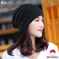 [SG] Beanie Thin Breathable Soft Cotton Turban Cap Men And Women Hip-Hop Hedging Hat Solid Therapy S