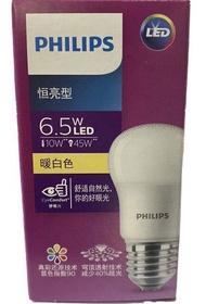 飛利浦6.5W E27 暖白光(3000K)LED燈泡 暖光 E27 大螺絲頭 3000k