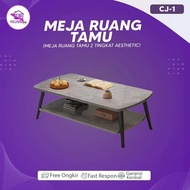 Minimalist Living Room Table 2-Tier Wooden Table Coffee Table
