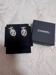 Chanel 耳環 earrings 四葉草 閃石