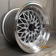 【中清輪胎店】新款網狀大內凹深唇樣式15吋4X100/114 8J ET20/9J ET15 銀車邊