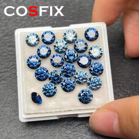 [Natural Color] Top Belgium Cut Moissanite Stone Royal Blue Gemstones Lab Grown Diamond Moissanite L