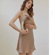 真絲吊帶睡衣裙法式蕩領露背斜裁打底內搭性感春夏