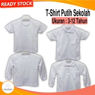 KOLEKSI SEMPURNA T-Shirt Putih Pra Sekolah Baju Putih Sukan Budak Uniform Kolar Kanak-Kanak
