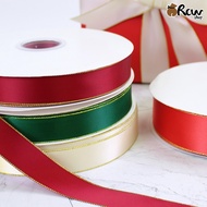DIY Satin Ribbon With Gold Edge Length 100 Yards Per Roll (Width 2/2.5/4 Cm. Sold In Rolls) Used To 