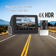 กล้องติดรถยนต์ 70Mia A810-2 Set 4K HDR Dash Cam Set มี GPS ในตัว บันทึกหน้าและหลัง Sony Starvis 2