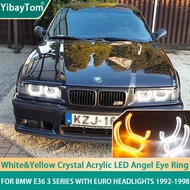 LED Crystal Angel eyes DRL DTM U Shape White yellow Switchback turn signal For BMW E36 3 Series with