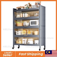 Dapur Kabine Rak Multipurpose Shelf Kitchen Organizer Rack Microwave Oven Rack Cabinet Rack with Doo