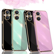 OPPO A96 5G Phone Case Colorful Rubber Luxury Gold Edge OppoA96 5G Shockproof Soft Casing