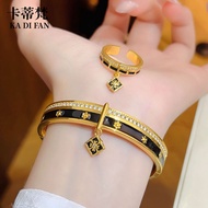 Hot Sale Sand Gold Bixie Floral Bangle, Wanxiang Series Black Gold Color Accent New Chinese Style Ad